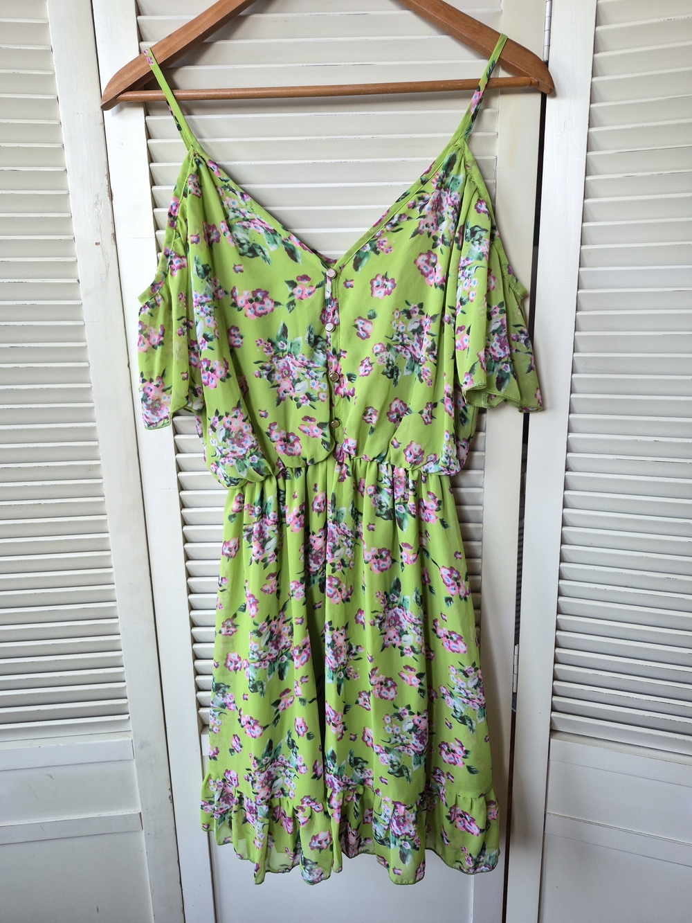 Potter's Pot Floral Cold Shoulder Mini Dress Size Medium